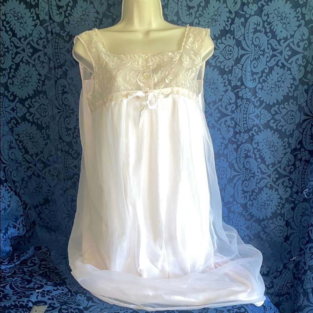 Vintage pink lace and chiffon nightgown